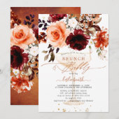 PixDezines オートム ウォーターカラー フラワーズ ブランチ バブル 招待状 (正面/裏面)