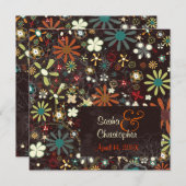 PixDezines オートム ブルーム / ダーク グランジの背景 招待状 (正面/裏面)