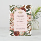 PixDezines オートム ラブ H2 マルサラ レッド フラワーズ インビ 招待状 (スタンド正面)