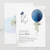 PixDezines オーボイブルーバルーンベイビーシャワー 招待状 (正面/裏面)