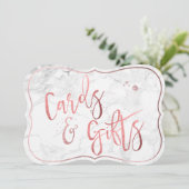 PixDezines カード&ギフト マーブル+ローズゴールド / テーブルサイン 招待状 (スタンド正面)