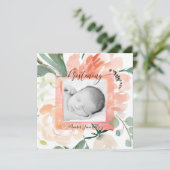 PixDezines《キリスト教》洗礼式や命名式サマーウォーター色の花 招待状 (スタンド正面)