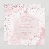 PixDezines《キリスト教》洗礼式や命名式赤面ハニカム大理石 招待状 (正面/裏面)