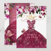 PixDezines キンチアネラ チェリー レッド ドレス 招待状 (正面/裏面)