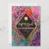 PixDezines ギャラクシー アブストラクト ジオメトリック バット ミツバ 招待状 (正面)