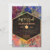 PixDezines ギャラクシー アブストラクト ジオメトリック バット ミツバ 招待状 (裏面)