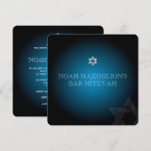 PixDezines クラシック バー・ミッツヴァ/ターコイズ/青/銀 招待状 (正面/裏面)