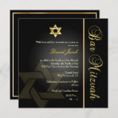 PixDezines クラシック バー ミツバ【ゴールド+ブラック】 招待状 (正面/裏面)