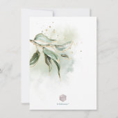 PixDezines グリーンゴールドユーカリ ブランチ バブル 招待状 (裏面)