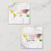 PixDezines グローバル展開 単語ロゴ/偽のゴールド スクエア名刺 (正面/裏面)