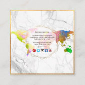 PixDezines グローバル展開 単語ロゴ/偽のゴールド スクエア名刺 (裏面)