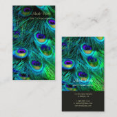 PixDezines コバルト/アクアピーコックの羽根 名刺 (正面/裏面)