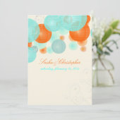 PixDezines コーラルブルーのランタン/DIYカラー 招待状 (スタンド正面)