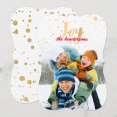 PixDezines ゴールドの葉っぱ/偽のホイル コンフェッティ/ホリデー シーズンカード (正面/裏面)