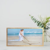 PixDezines ゴールドフレーム/感謝のウェディングフォト サンキューカード (スタンド正面)