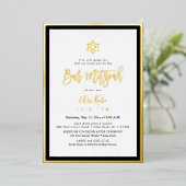 PixDezines ゴールド モダンスクリプト ミツヴァ DIY カラー 箔招待状 (立ち正面)