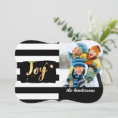 PixDezines ゴールド/雪の結晶/ストライプ/ホリデーカード シーズンカード (スタンド正面)