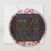 PixDezines サイケデリックスター/ネオン/バットミッツヴァ 招待状 (裏面)