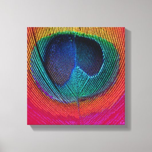 PixDezines サイケデリック Peacock、ホットピンク、キャンバス キャンバスプリント (正面)
