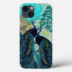 PixDezines サイケデリック Peacocks+Damask iPhone 13ケース