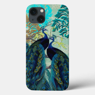 PixDezines サイケデリック Peacocks+Damask iPhone 13ケース