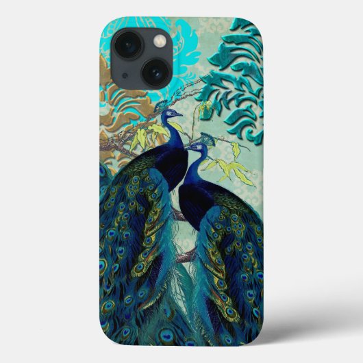 PixDezines サイケデリック Peacocks+Damask Case-Mate iPhoneケース (裏面)