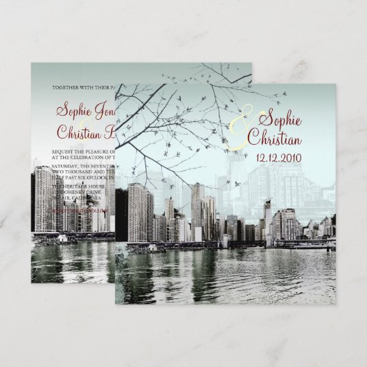 PixDezines シカゴ湖畔スカイライン/招待状 招待状 (正面/裏面)