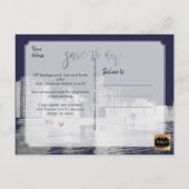 PixDezines / シカゴ Save the Date / 偽のシルバー 案内ポストカード (裏面)