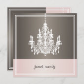 PixDezines シャンデリア/ピンク+ブラッシュドメタル 招待状 (正面/裏面)