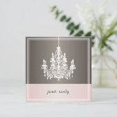 PixDezines シャンデリア/ピンク+ブラッシュドメタル 招待状 (スタンド正面)