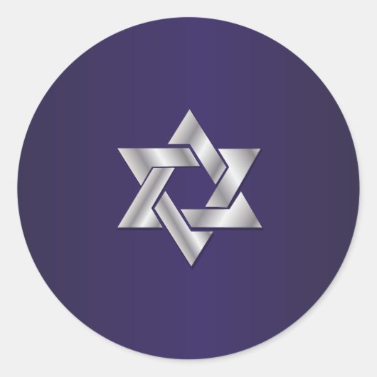 PixDezines シルバーのダビデの星 / DIY 背景 ラウンドシール (正面)