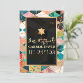 PixDezines ジオメトリックトライアングル バー ミツバ 招待状 (スタンド正面)