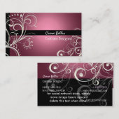 PixDezines スタイリッシュ Pearl Swirls+pink mauve 名刺 (正面/裏面)