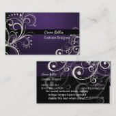 PixDezines スタイリッシュ Pearl Swirls+purple gem 名刺 (正面/裏面)