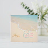 PixDezines スターフィッシュ + ビーチ/トロピカル ウェディング 招待状 (スタンド正面)