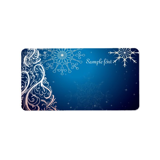 PixDezines スワール クリスマスツリー/青いサファイア ラベル (正面)