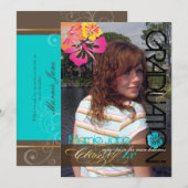 PixDezines スワール、2011 年卒業、オーダーメイドカラー 招待状 (正面/裏面)