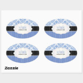 PixDezines セレスト ダマスク / DIY 背景色 楕円形シール (シート)