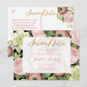 PixDezines セーブ・ザ・デート/ヴィンテージ・ローズ 案内ポストカード (正面/裏面)