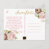 PixDezines セーブ・ザ・デート/ヴィンテージ・ローズ 案内ポストカード (裏面)