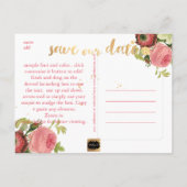 PixDezines セーブ・ザ・デート/ヴィンテージ・ローズ 案内ポストカード (裏面)