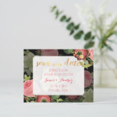 PixDezines セーブ・ザ・デート/ヴィンテージ・ローズ 案内ポストカード (スタンド正面)