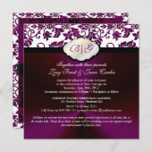 PixDezines タンザ ダマスク/DIY カラー/白 招待状 (正面/裏面)