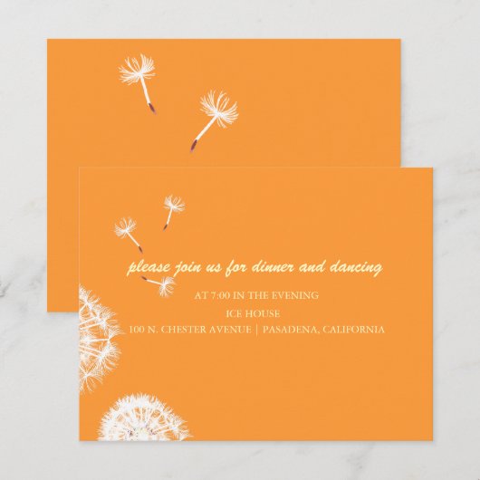 PixDezines タンポポ, DIY 背景色 招待状 (正面/裏面)