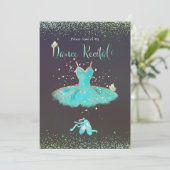 PixDezines ターコイズのチュチュ バタフライ ダンス発表会 招待状 (スタンド正面)