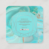 PixDezines ターコイズ ローズゴールド エメラルド カット フレーム スクエア名刺 (裏面)