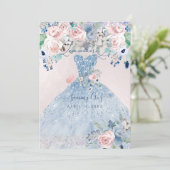 PixDezines ダスティピンク ブルーのピーコック クイーンセニョーラ 招待状 (スタンド正面)