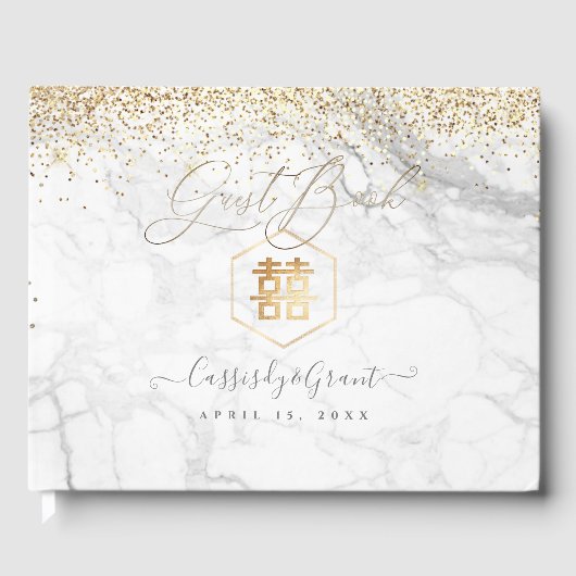 PixDezines ダブルハピネスマーブル+ゴールドグリッター ゲストブック (正面)