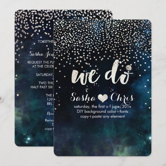 PixDezines ダークスカイ/ dazzled/偽の銀/NASA スペース 招待状 (正面/裏面)