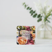 PixDezines ダーク ムーディー フラワーズ スクエア名刺 (スタンド正面)